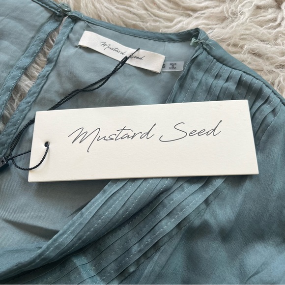 NWT Mustard Seed 'Balsam Green' pleated 3/4 sleeve flowy dress size S - Picture 6 of 7